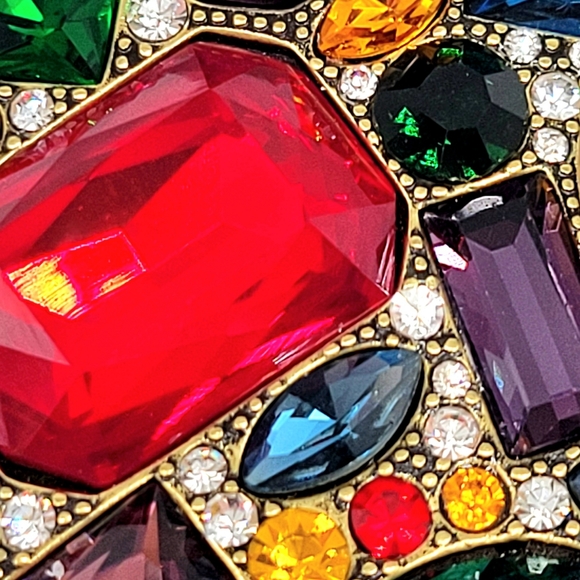 Heidi Daus Multicolor Swarovski Crystal Encrusted Tie Shaped Brooch Enhancer - Picture 7 of 13